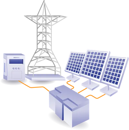 Green energy is used in cities  Illustration