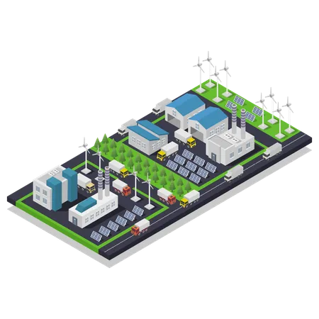 Green Energy Plant  Illustration