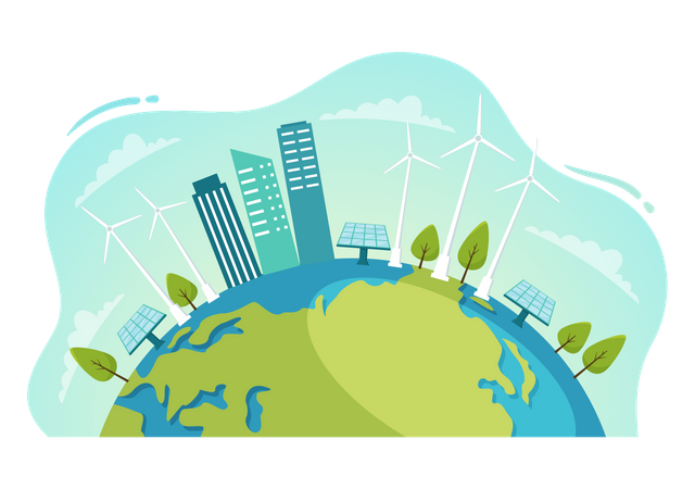 Green energy production in city  Illustration