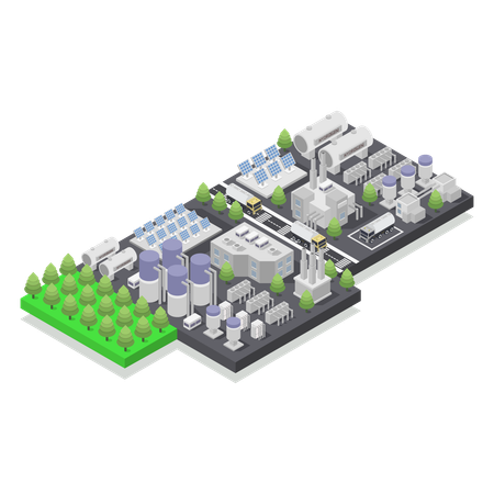 Green hydrogen factory  Illustration