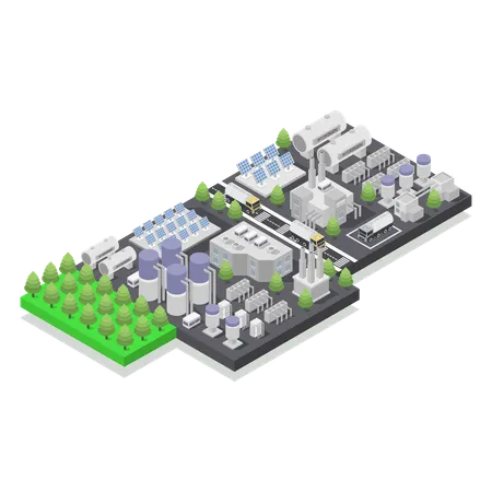 Green hydrogen factory  Illustration