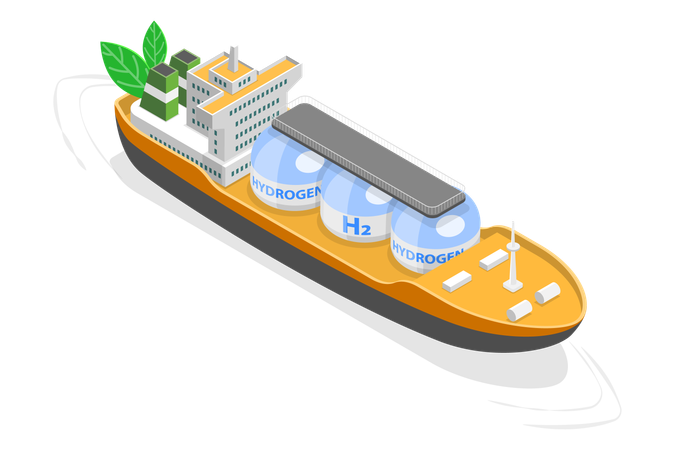 Green Hydrogen Ship  Illustration