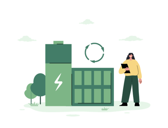 Green industrial factory using renewable energy  Illustration