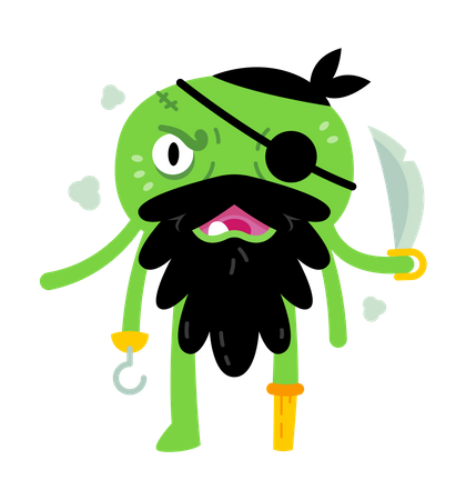 Green Pirate Monster Illustration