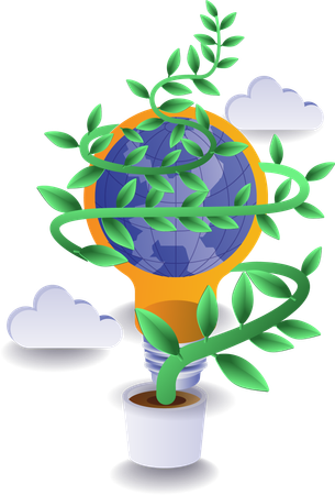 Green plants are used to produced green energy  Illustration