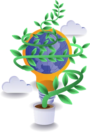 Green plants are used to produced green energy  Illustration