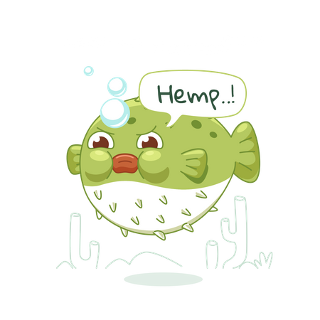 Green Puffer Fish  Illustration