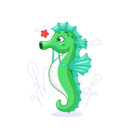 Green Seahorse  Illustration