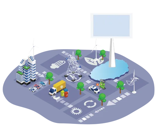 Green technology ecosystem  Illustration