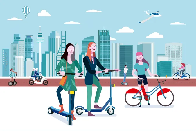 Green transport in a smart city Illustration