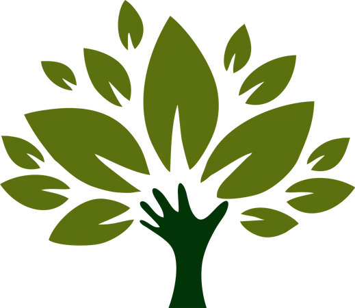 Green Tree with Roots  Illustration