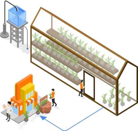 Greenhouse farming Illustration