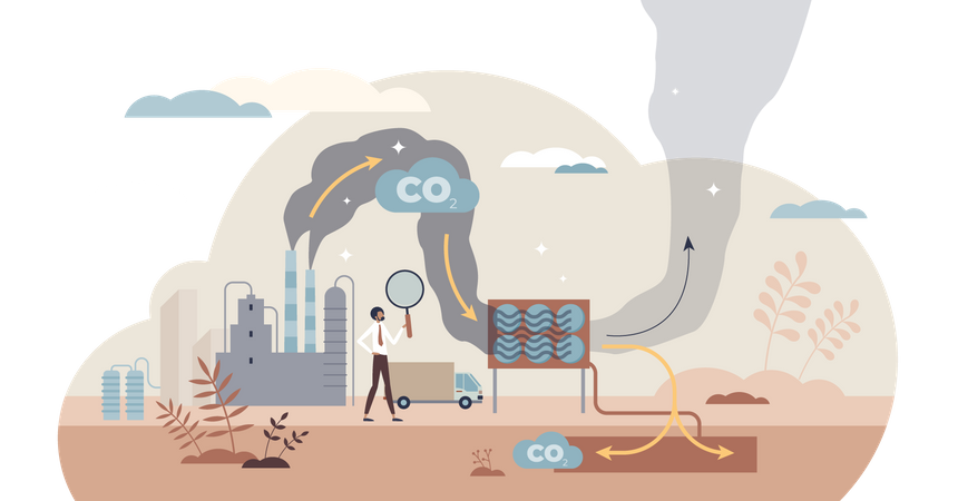 Greenhouse gas pollution control with sequestration process  Illustration