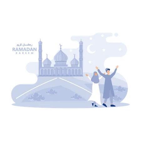 Greeting card for every muslim in whole world as present for the arrival of ramadan  Illustration