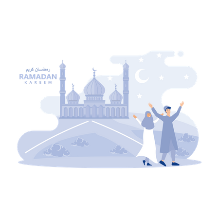 Greeting card for every muslim in whole world as present for the arrival of ramadan  Illustration