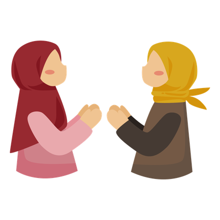 Greeting each other  Illustration