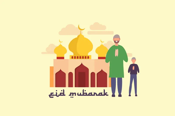Greeting eid mubarak Illustration