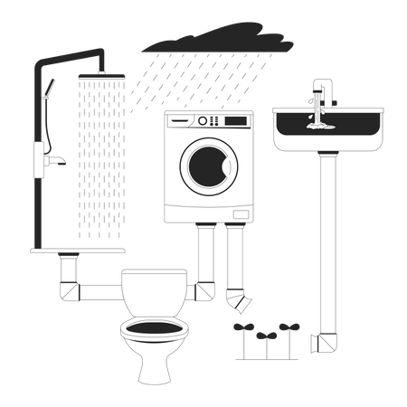 Grey water reuse system for domestic use  Illustration