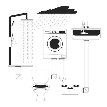 Grey water reuse system for domestic use  Illustration