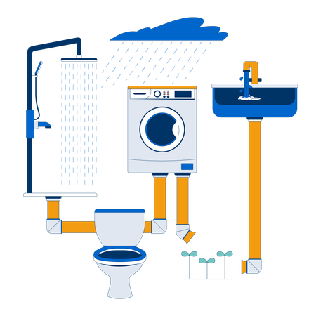 Grey water reuse system for domestic use  Illustration