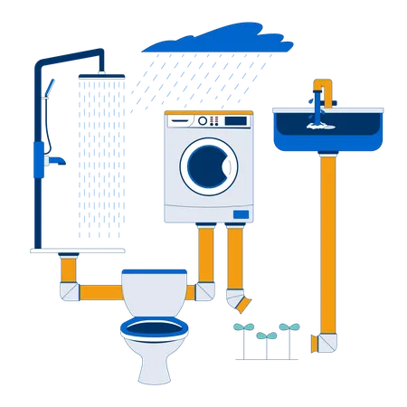 Grey water reuse system for domestic use  Illustration