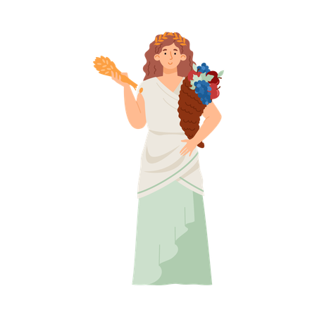 Griechische Göttin der Fruchtbarkeit und Ernte Demeter  Illustration