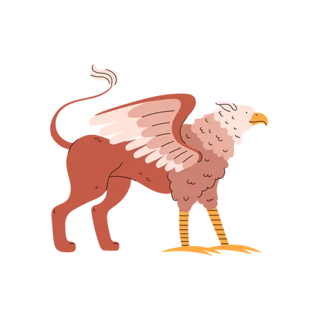 Griffin Mythical Creature Flat Vector Illustration Isolated On White Background Legendary Creature Half Lion And Half Eagle Concepts Of Mythology Fairytale Legends And Folklore Illustration