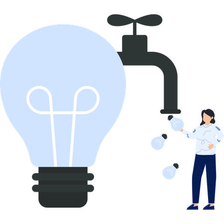Grifo Bombilla con Mujer Innovación e Inspiración  Ilustración