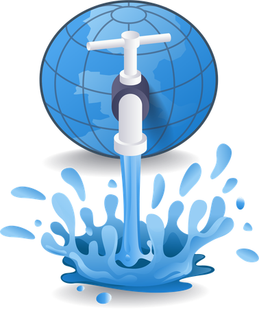 Grifo libera agua de la tierra 1  Ilustración