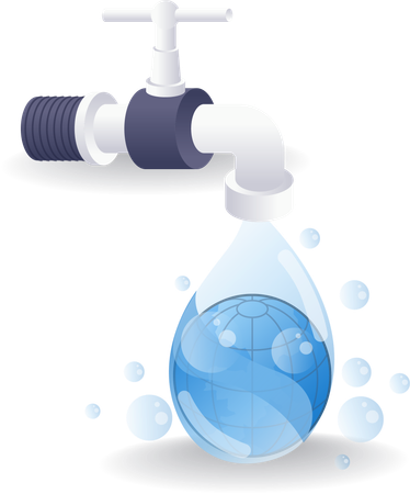 Grifo libera una fuente de agua limpia  Ilustración