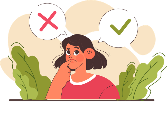 Gril confused for taking decision  Illustration