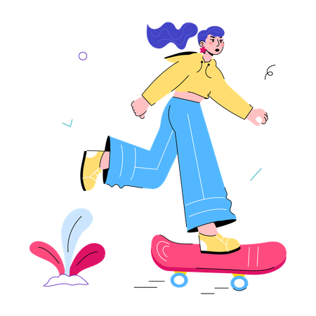 Gril doing Skateboarding  Illustration