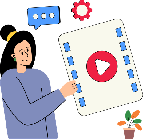 Gril doing Video Marketing  Illustration