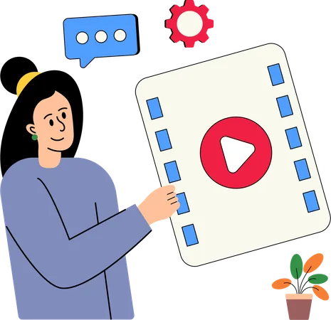 Gril doing Video Marketing  Illustration