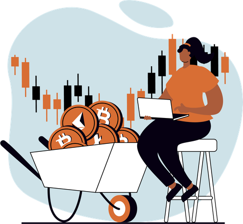 Gril fait du trading de crypto  Illustration