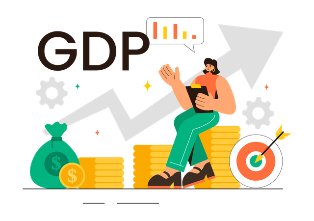 Gril showing GDP growth with target  Illustration