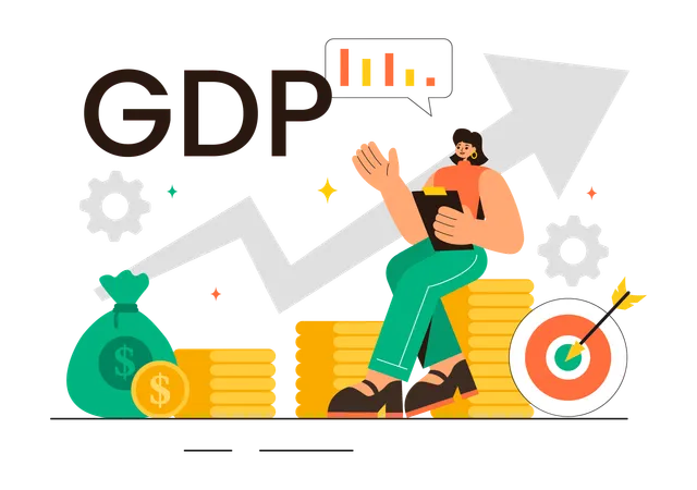 Gril showing GDP growth with target  Illustration