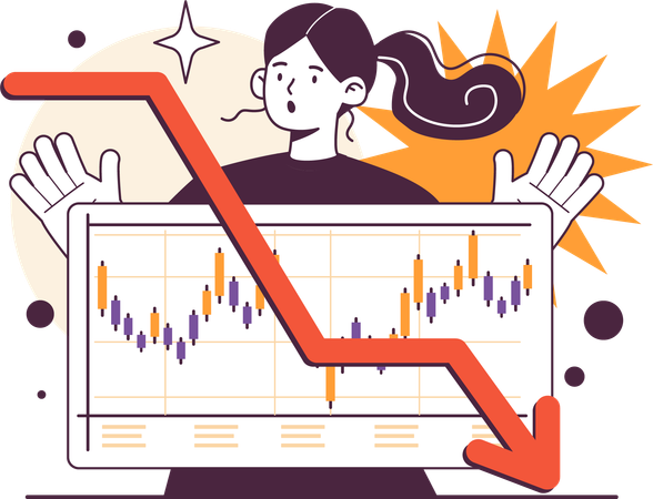 Gril showing market loss  Illustration