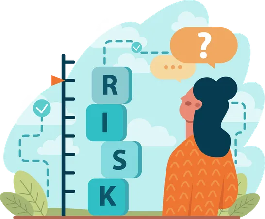 Gril thinking about risk  Illustration