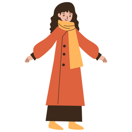 Gril wearing winter clothes while going outdoor  Illustration