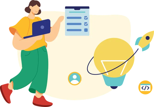 Gril with Task Management  Illustration