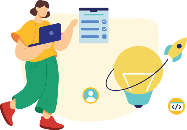 Gril with Task Management  Illustration