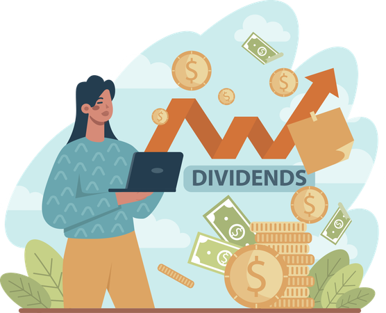 Gril working on dividends analysis  Illustration