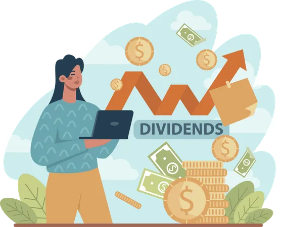 Gril working on dividends analysis  Illustration