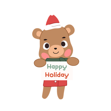 Grizzly bear dressed in christmas outfit  Illustration