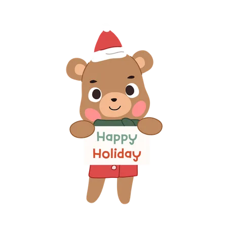 Grizzly bear dressed in christmas outfit  Illustration