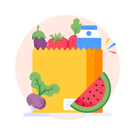 Grocery Bag  Illustration