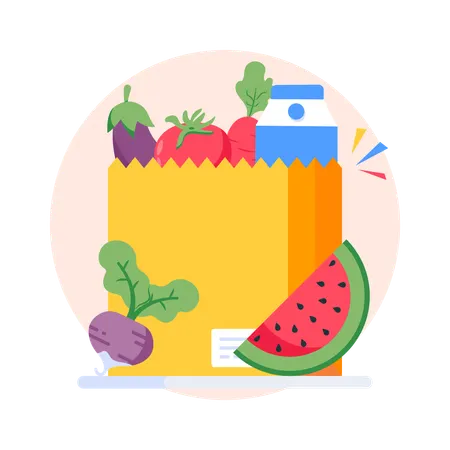 Grocery Bag  Illustration