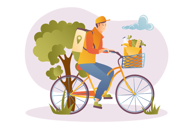 Grocery delivery guy Illustration