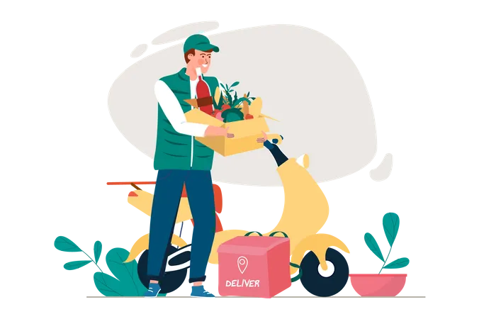 Grocery delivery service Illustration